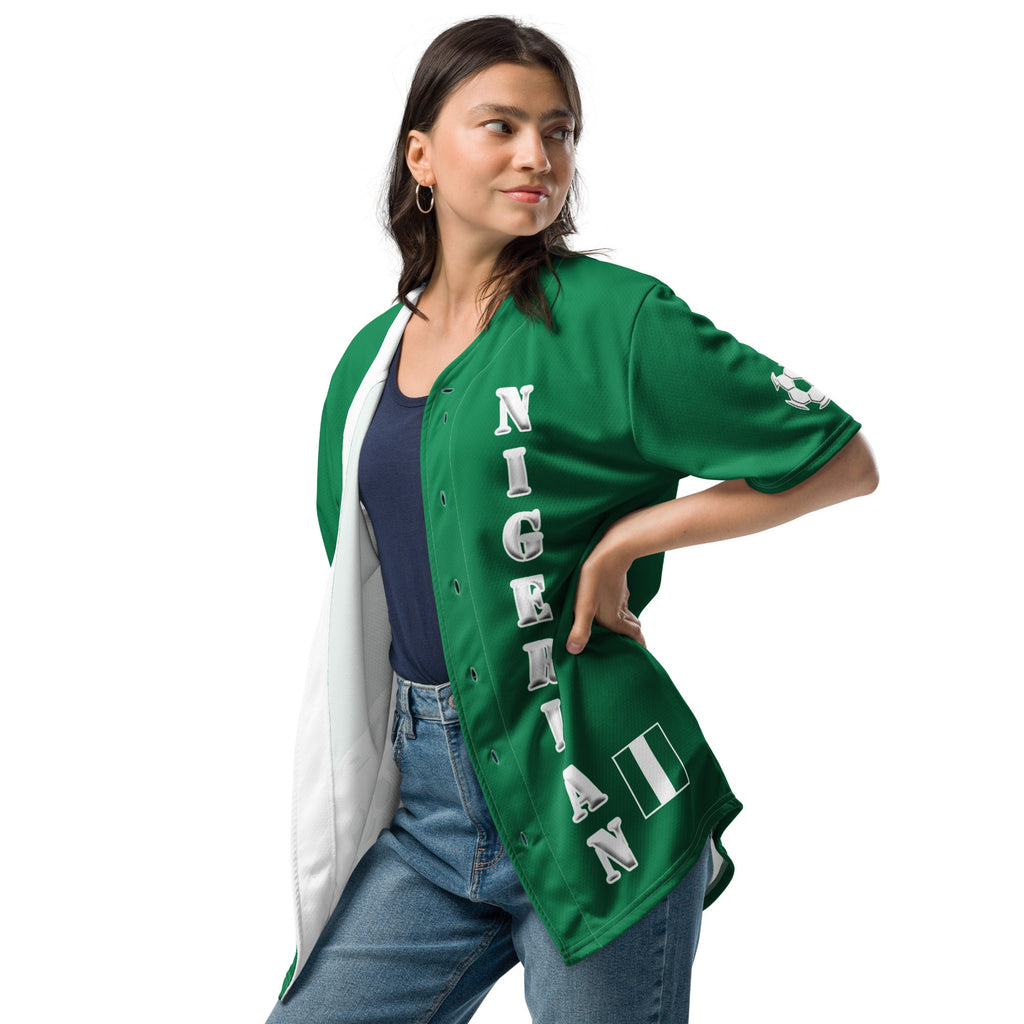Nigeria Football Themed Button-Down Sport Jersey - Conscious Apparel Store
