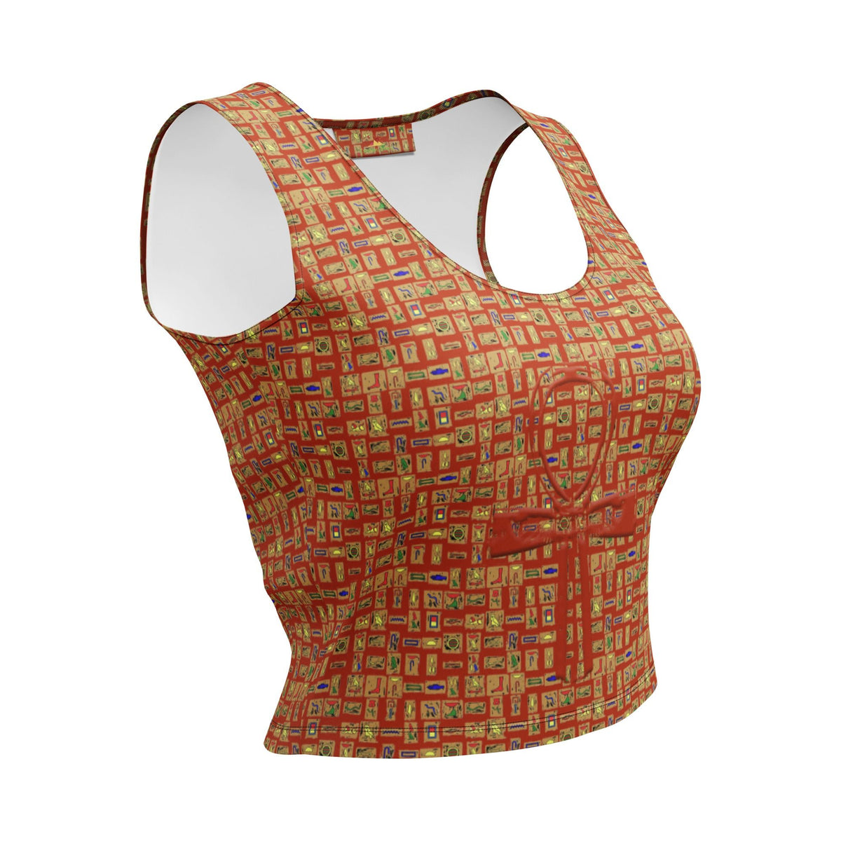 Nubia Ankh Cross (Red-Rust) Crop Top (6 Colors Available) - Conscious Apparel Store