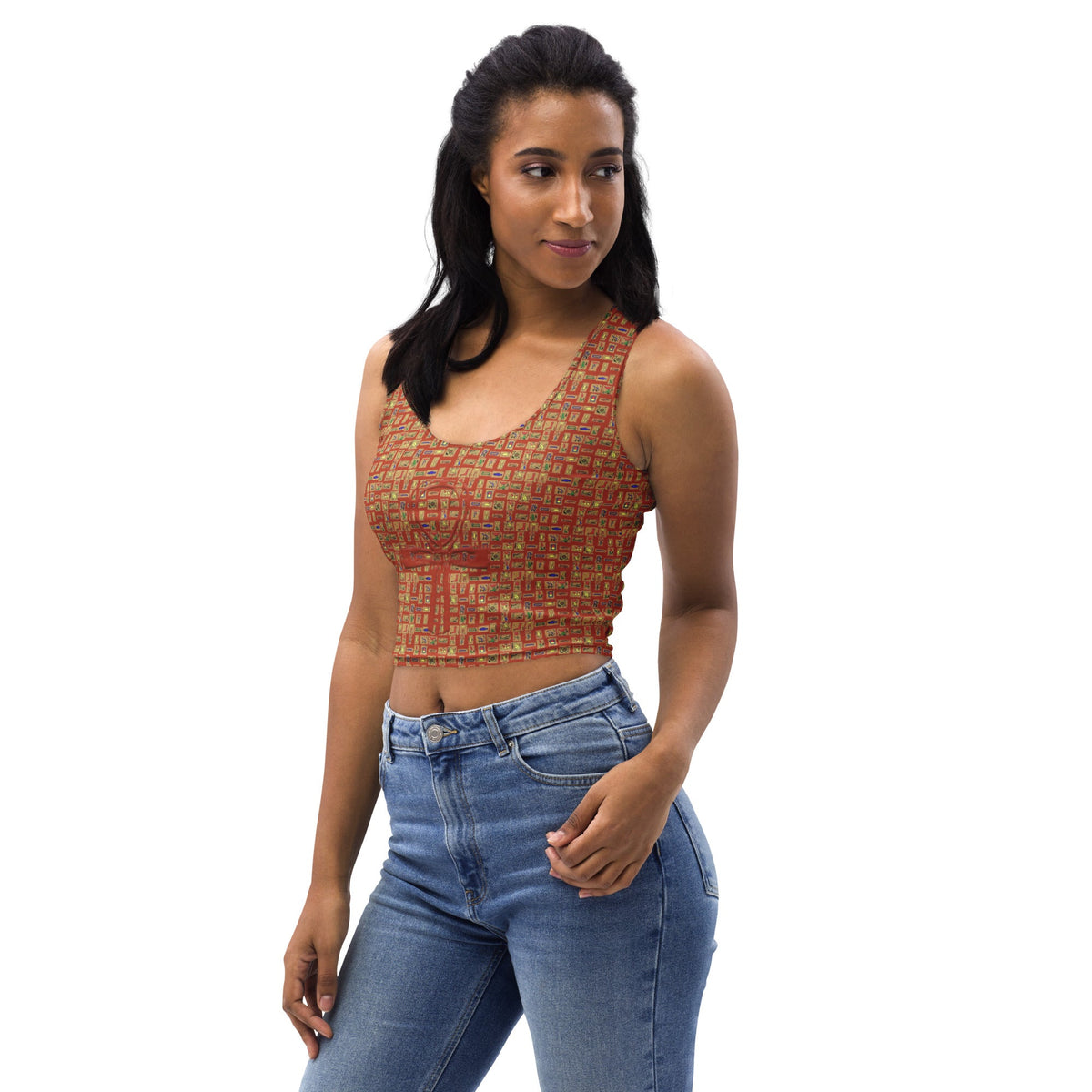 Nubia Ankh Cross (Red-Rust) Crop Top (6 Colors Available) - Conscious Apparel Store