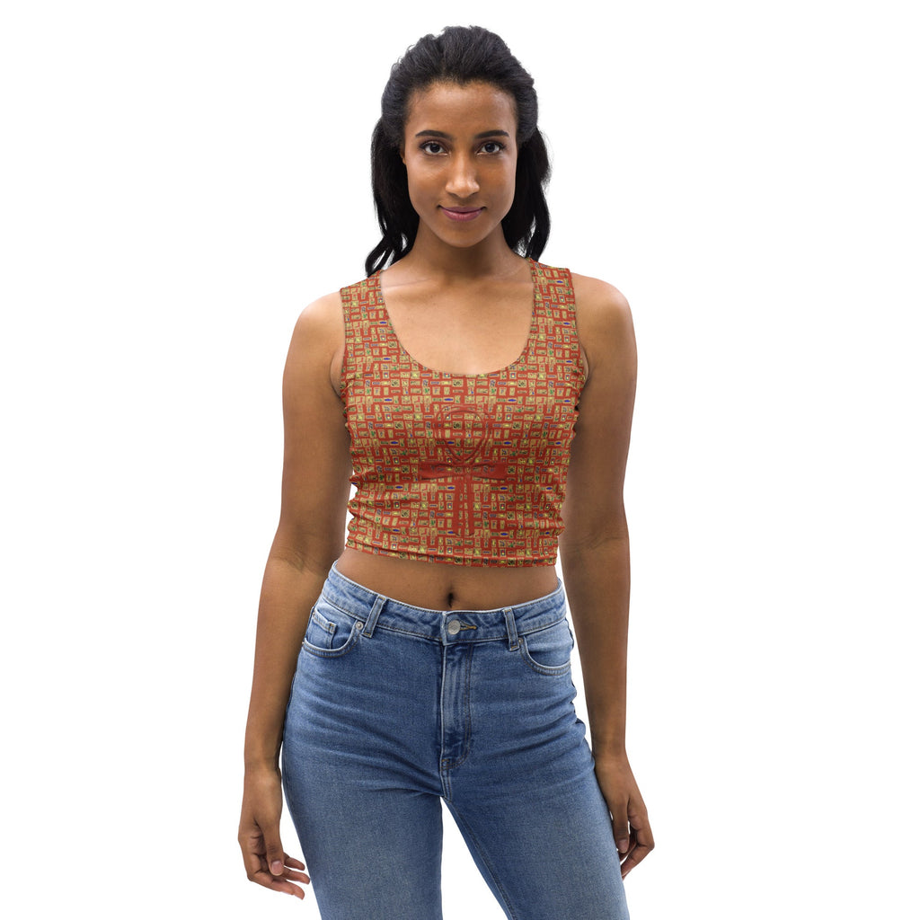 Nubia Ankh Cross (Red-Rust) Crop Top (6 Colors Available) - Conscious Apparel Store
