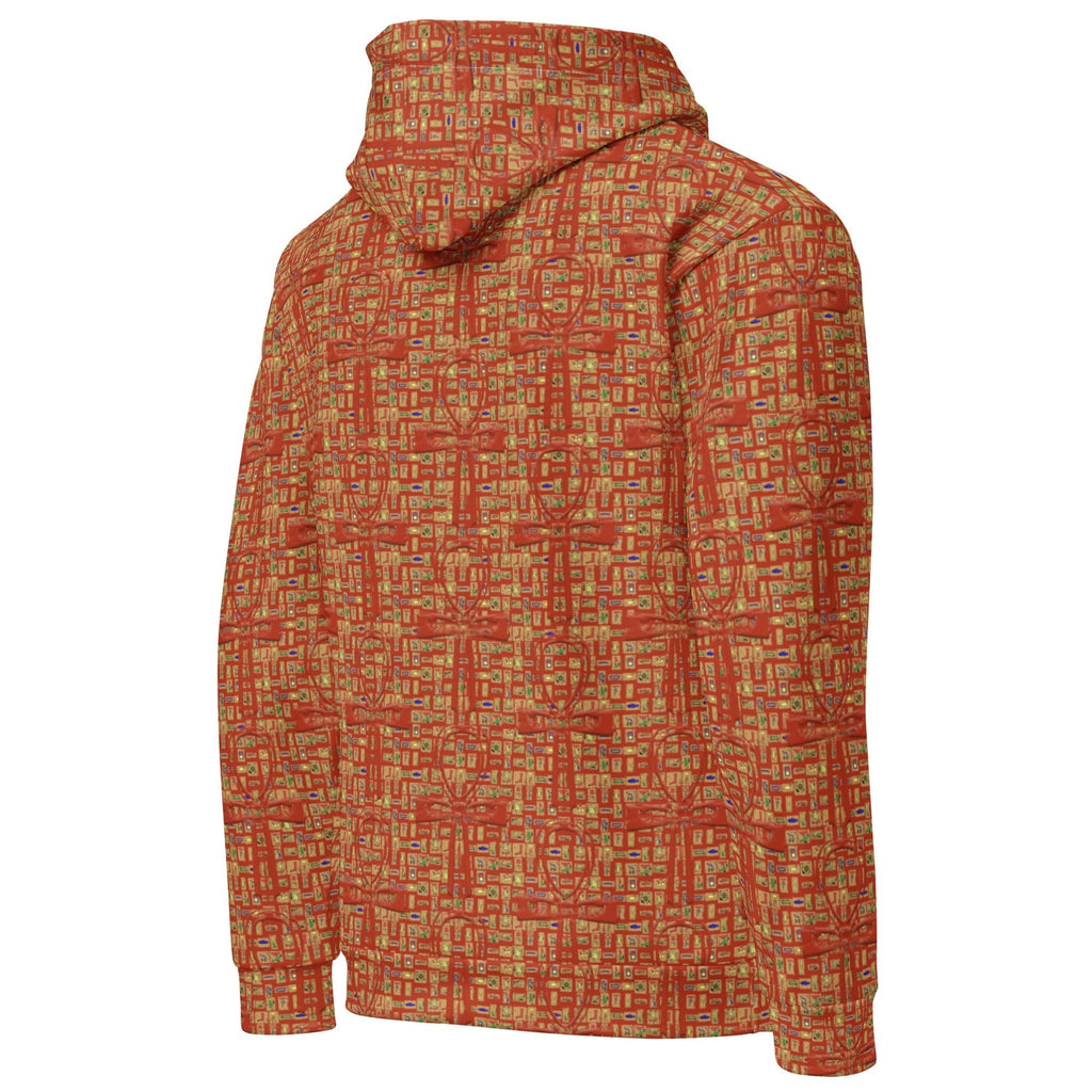 Nubia Ankh Cross (Red-Rust) Unisex Pullover Hoodie (6 Colors Available) - Conscious Apparel Store