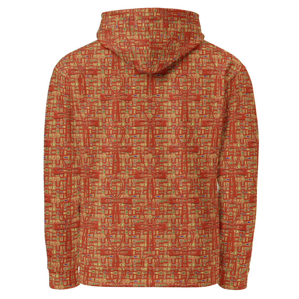 Nubia Ankh Cross (Red-Rust) Unisex Pullover Hoodie (6 Colors Available) - Conscious Apparel Store