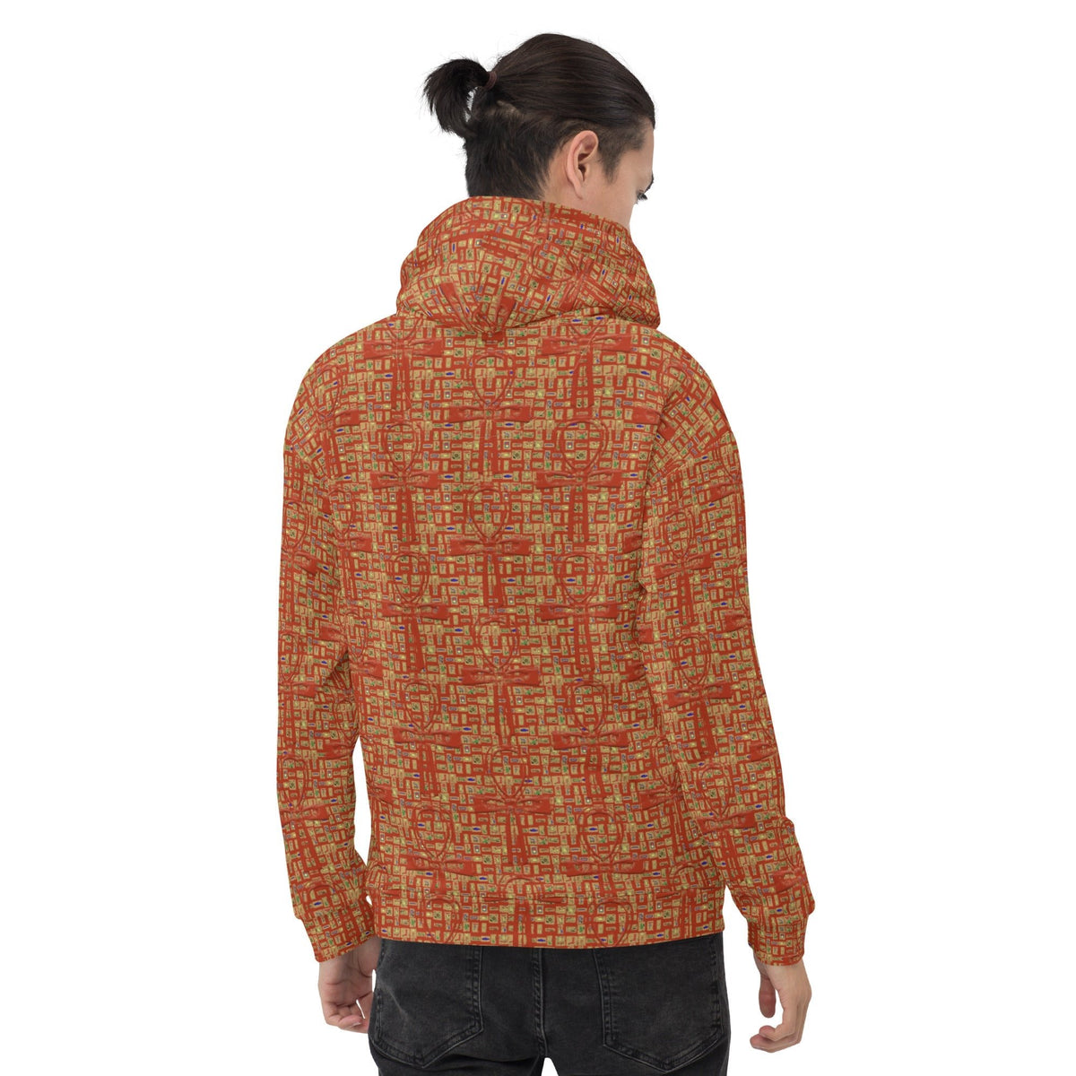 Nubia Ankh Cross (Red-Rust) Unisex Pullover Hoodie (6 Colors Available) - Conscious Apparel Store
