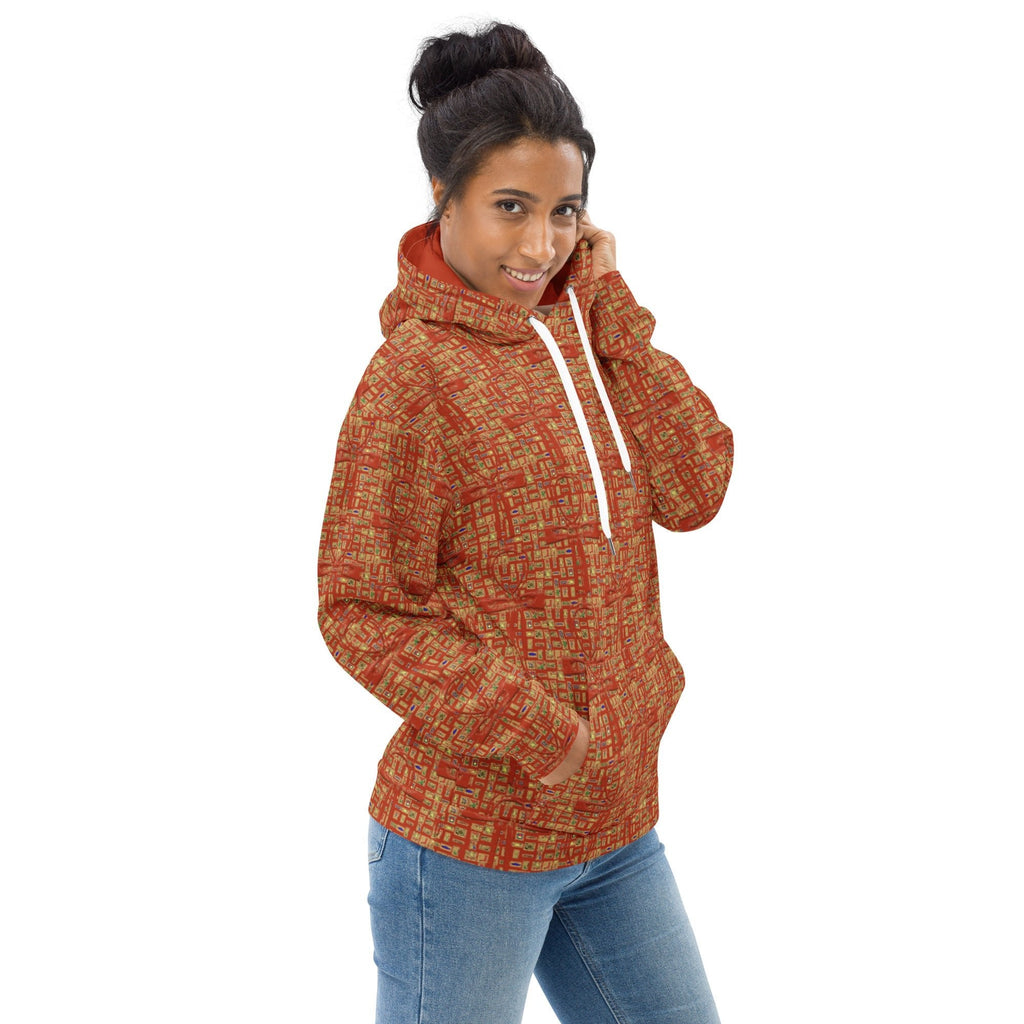 Nubia Ankh Cross (Red-Rust) Unisex Pullover Hoodie (6 Colors Available) - Conscious Apparel Store