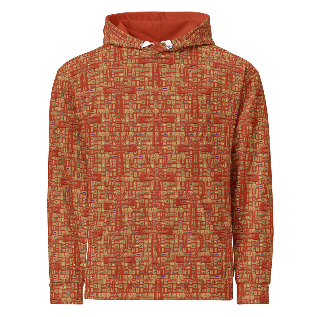 Nubia Ankh Cross (Red-Rust) Unisex Pullover Hoodie (6 Colors Available) - Conscious Apparel Store