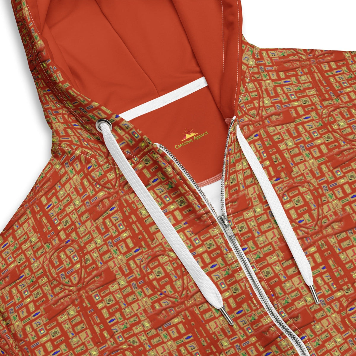 Nubia Ankh Cross (Red-Rust) Unisex zip hoodie (6Colors Available) - Conscious Apparel Store