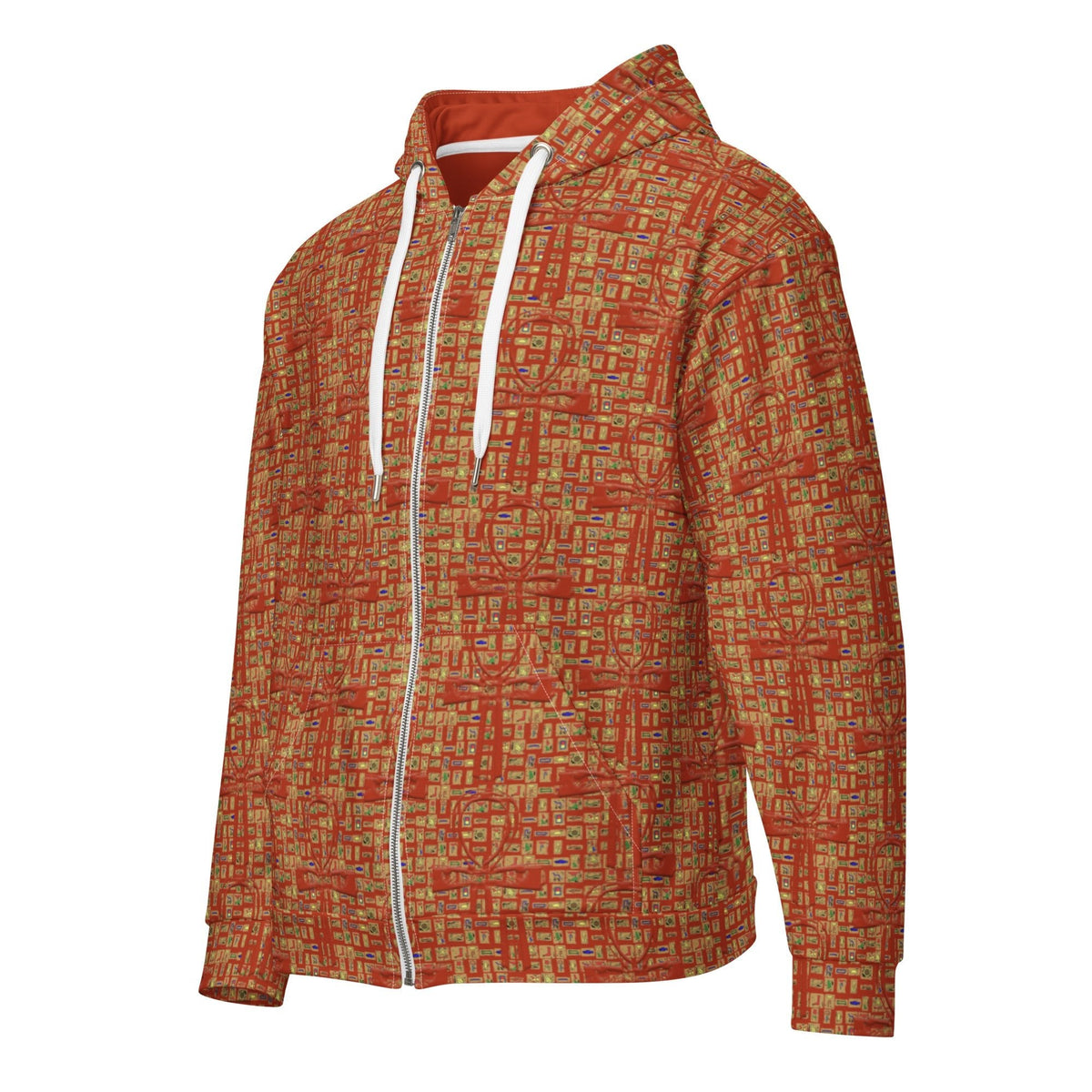 Nubia Ankh Cross (Red-Rust) Unisex zip hoodie (6Colors Available) - Conscious Apparel Store