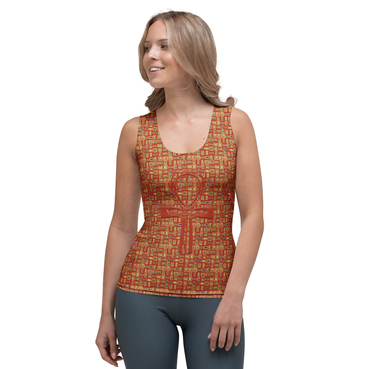 Nubia Ankh Cross (Red-Rust) Women's Tank Top (6 Colors Available) - Conscious Apparel Store