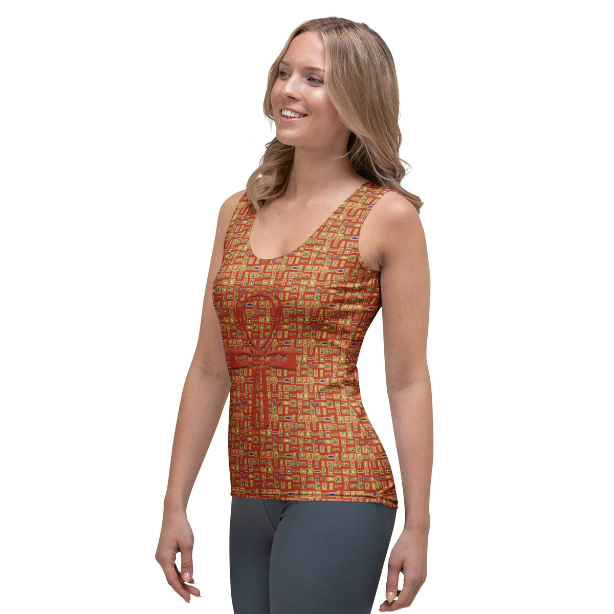 Nubia Ankh Cross (Red-Rust) Women's Tank Top (6 Colors Available) - Conscious Apparel Store