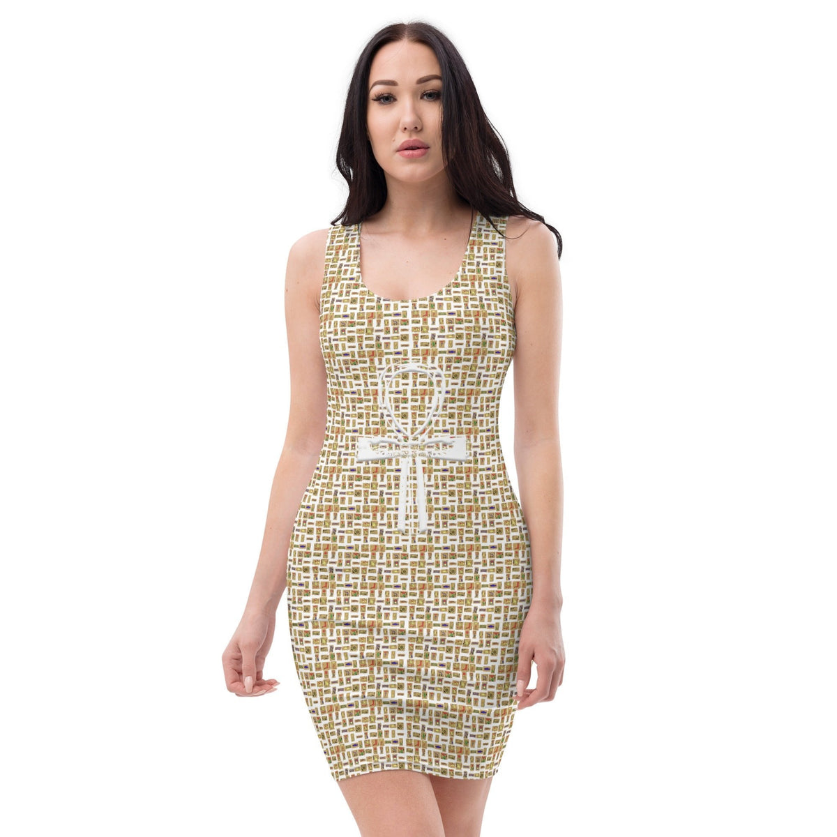 Nubia Ankh Cross (White) Bodycon Dress (6 Colors Available) - Conscious Apparel Store