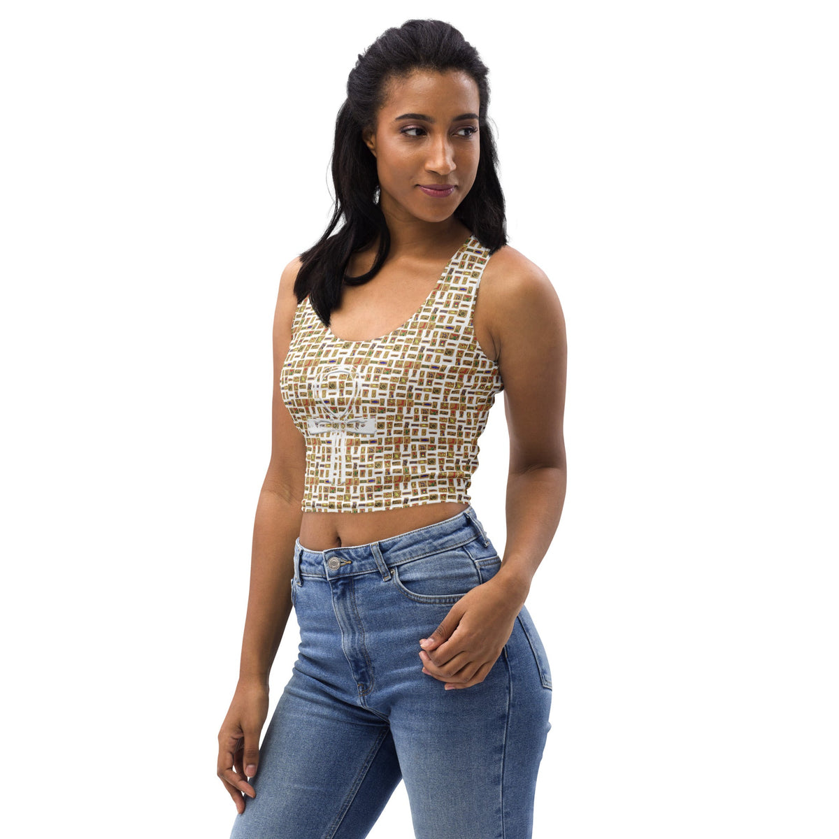Nubia Ankh Cross (White) Crop Top (6 Colors Available) - Conscious Apparel Store