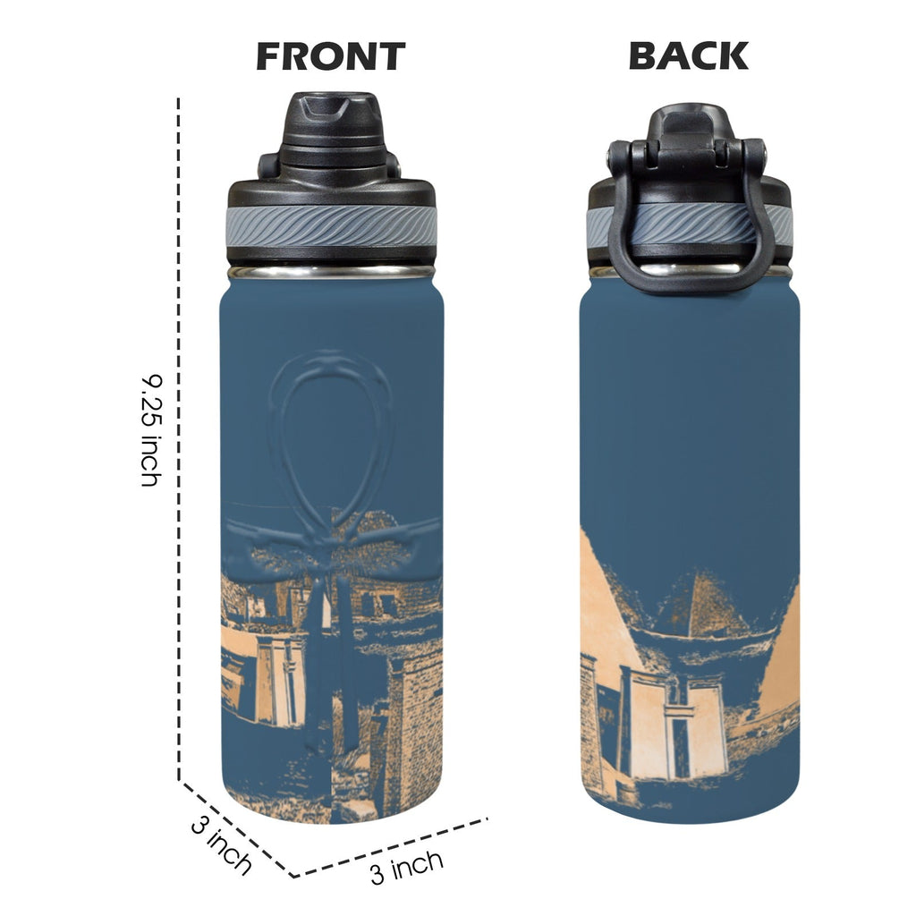 Nubia (Blue) Insulated Water Bottle with Dual - Use Lid (18oz) - Conscious Apparel Store