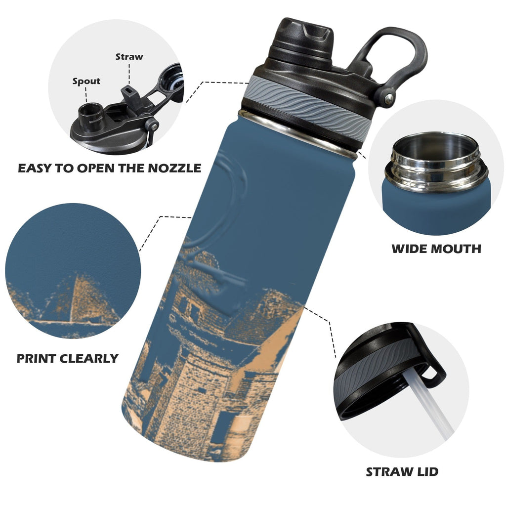 Nubia (Blue) Insulated Water Bottle with Dual - Use Lid (18oz) - Conscious Apparel Store