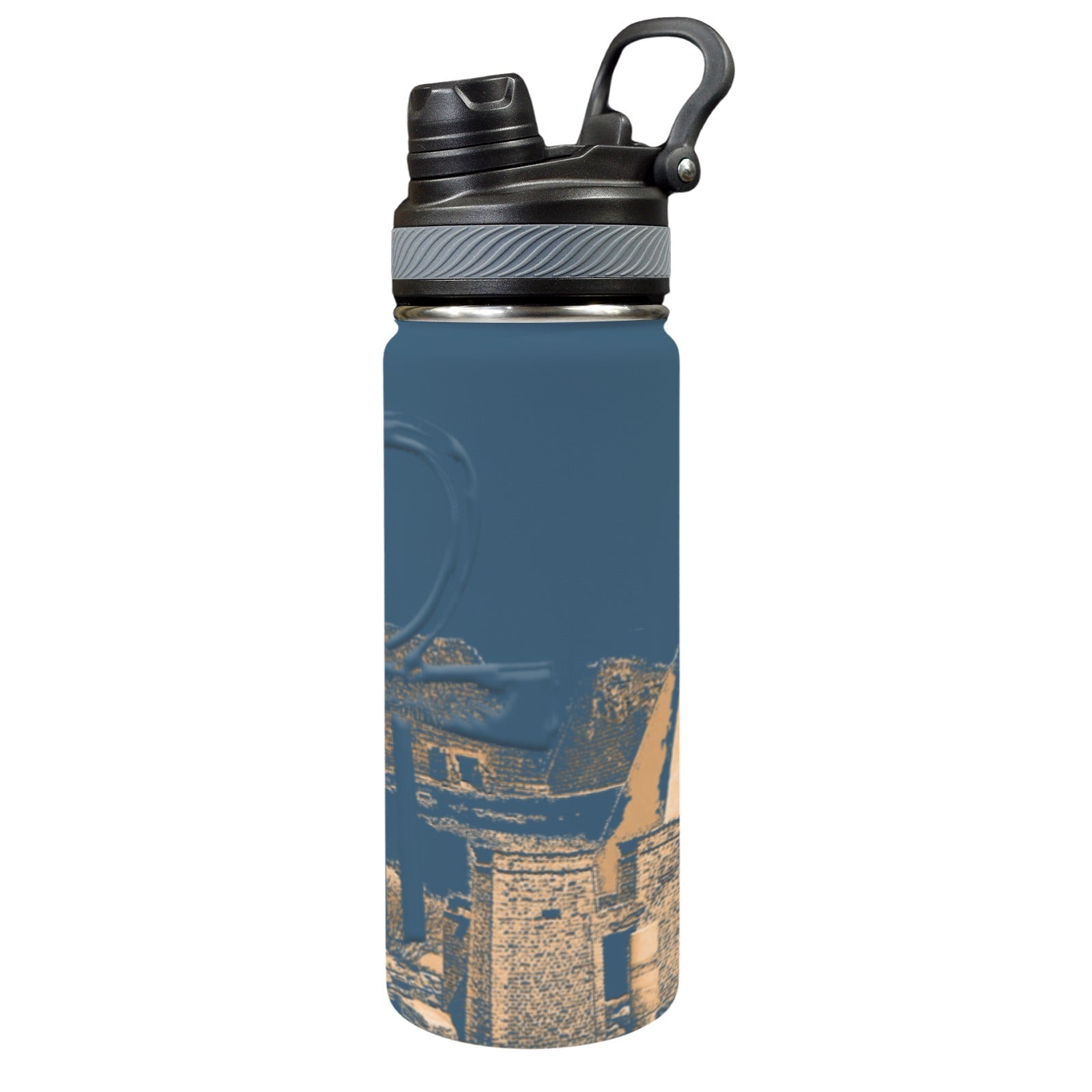 Nubia (Blue) Insulated Water Bottle with Dual - Use Lid (18oz) - Conscious Apparel Store