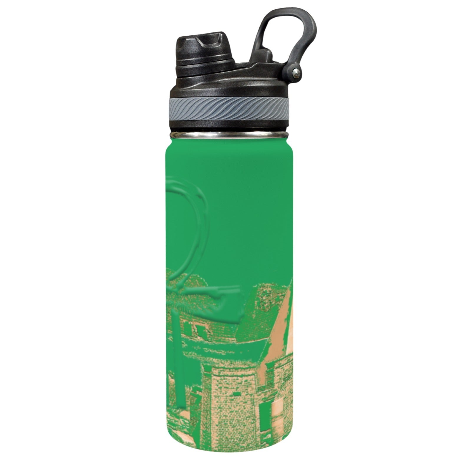 Nubia (Green) Insulated Water Bottle with Dual - Use Lid (18oz) - Conscious Apparel Store