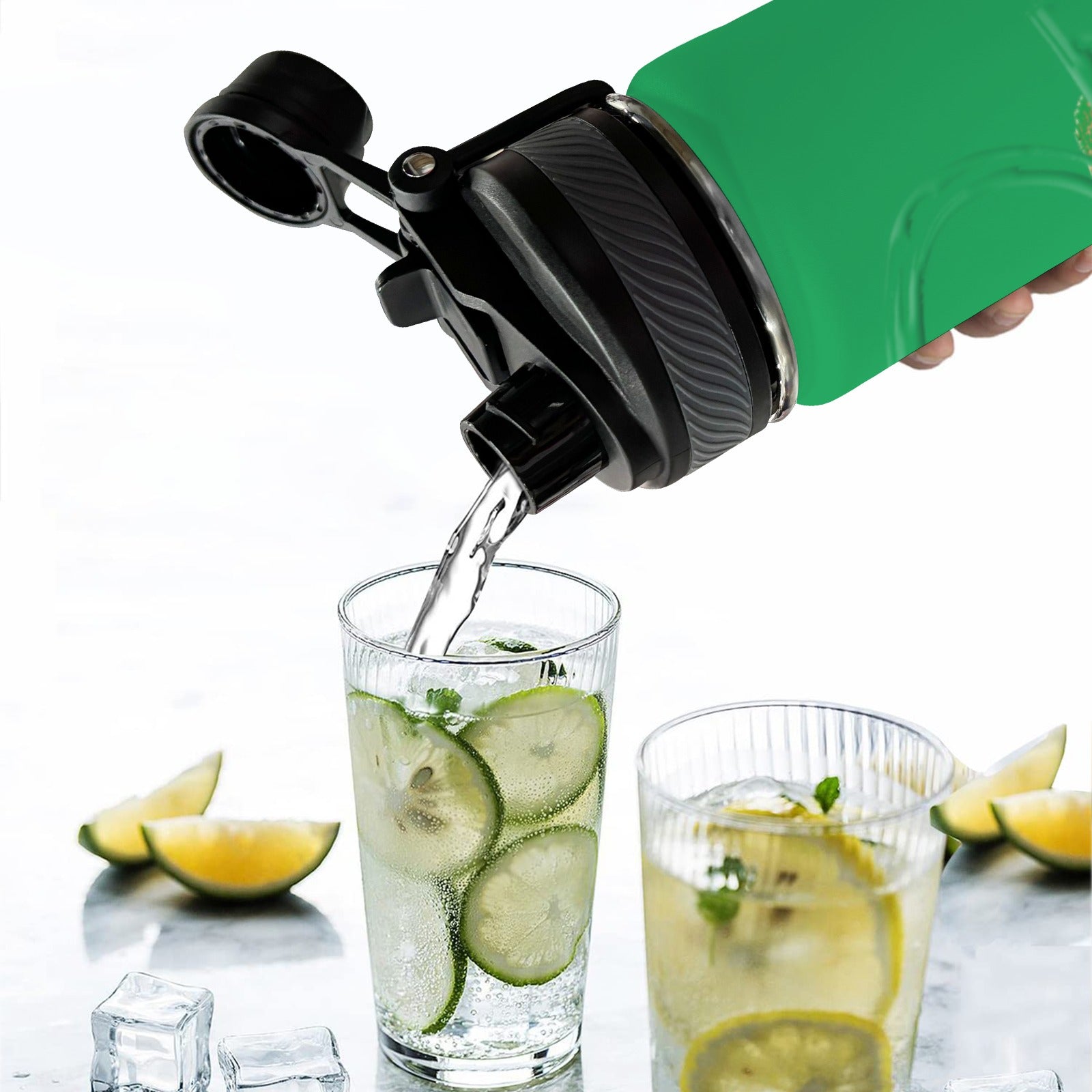 Nubia (Green) Insulated Water Bottle with Dual - Use Lid (18oz) - Conscious Apparel Store