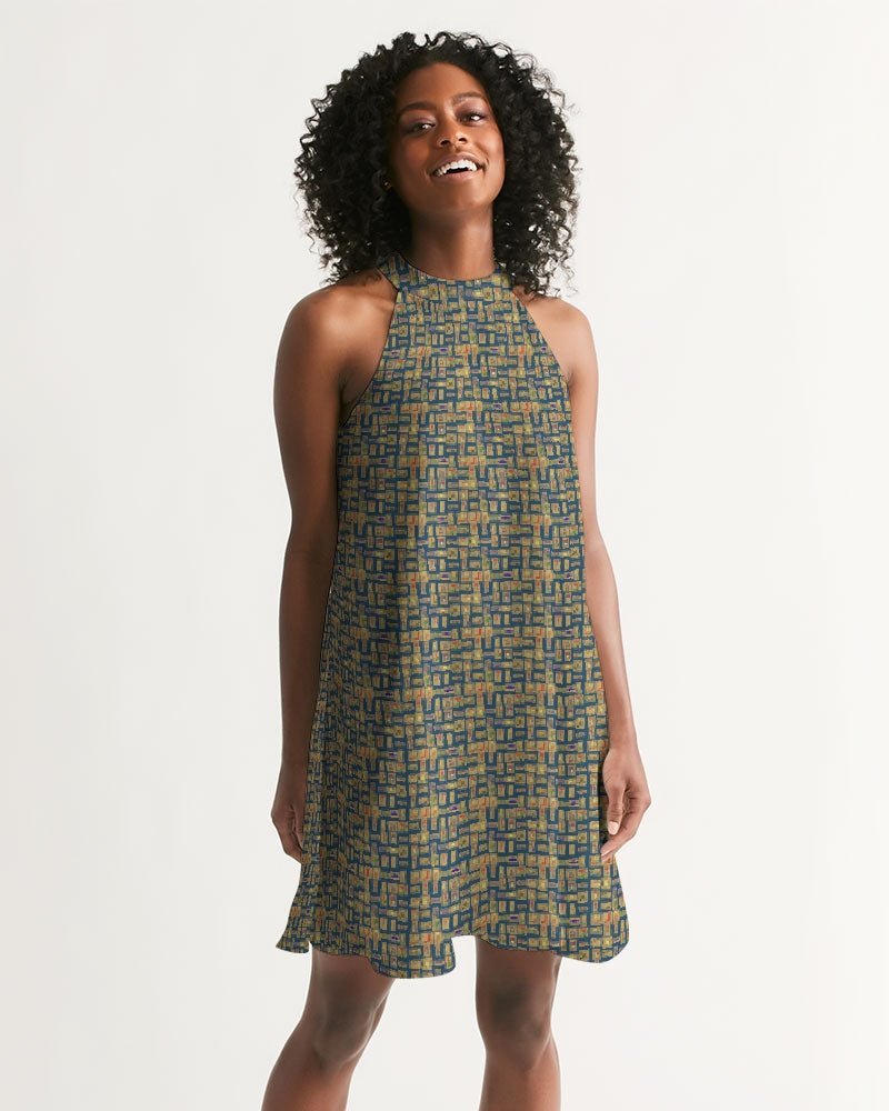 Nubia Halter Dress (Blue) (6 Colors Available) - Conscious Apparel Store