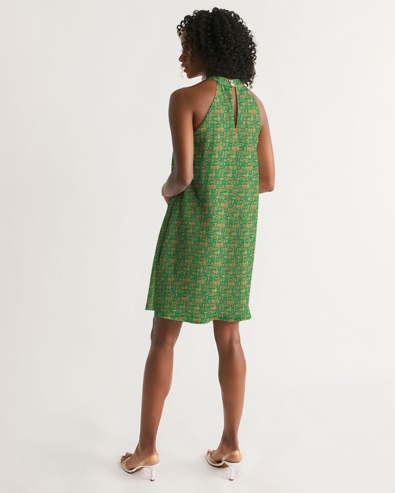 Nubia Halter Dress (Green) (6 Colors Available) - Conscious Apparel Store