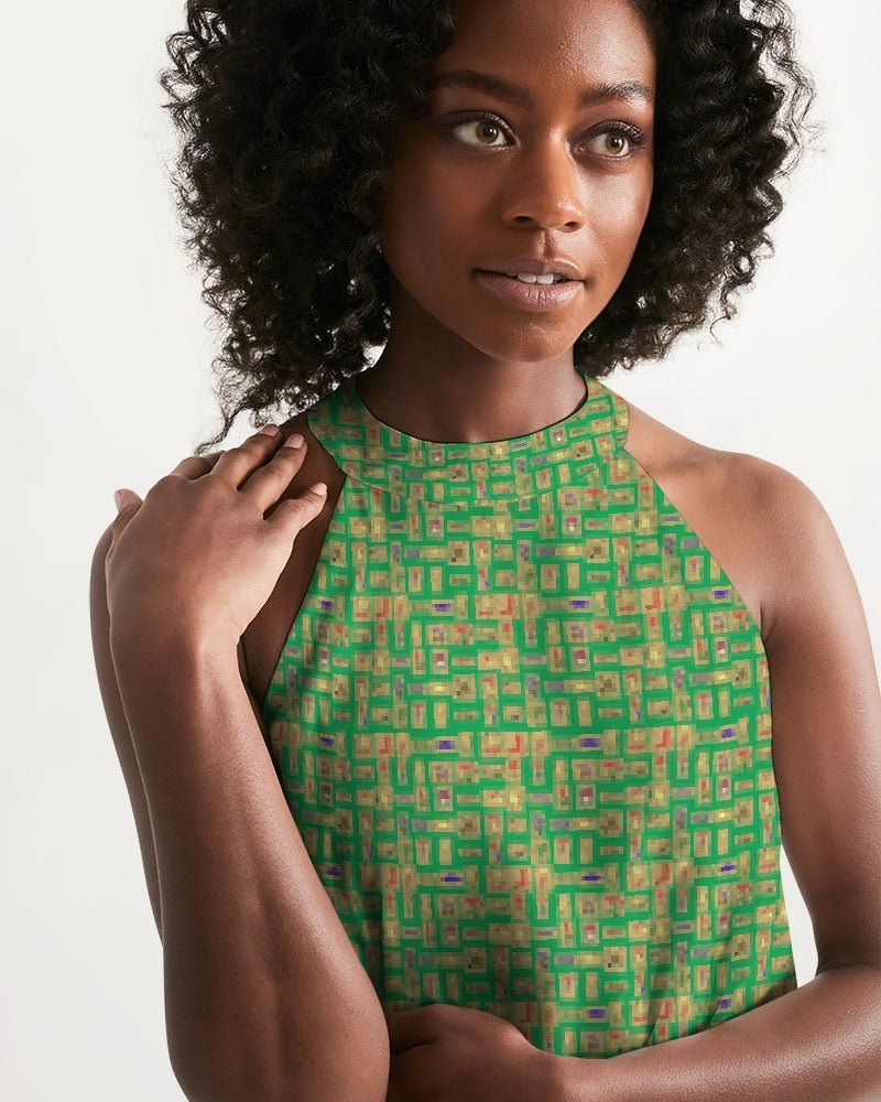 Nubia Halter Dress (Green) (6 Colors Available) - Conscious Apparel Store
