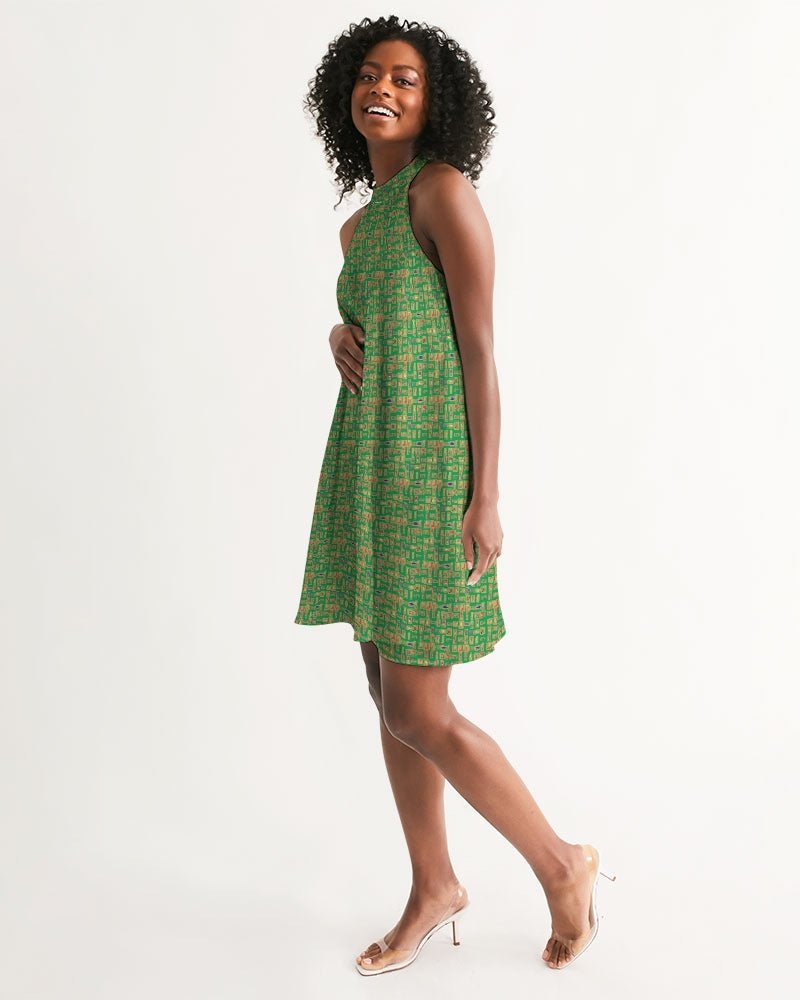 Nubia Halter Dress (Green) (6 Colors Available) - Conscious Apparel Store