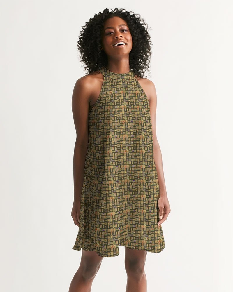 Nubia Halter Dress (Olive) (6 Colors Available) - Conscious Apparel Store