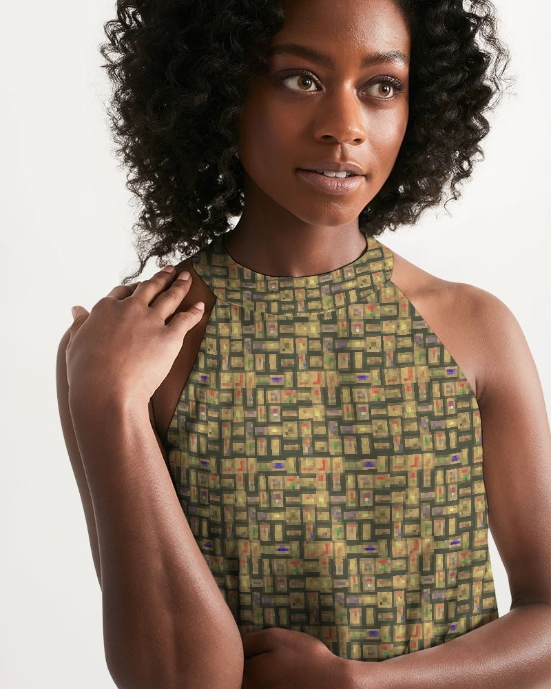 Nubia Halter Dress (Olive) (6 Colors Available) - Conscious Apparel Store