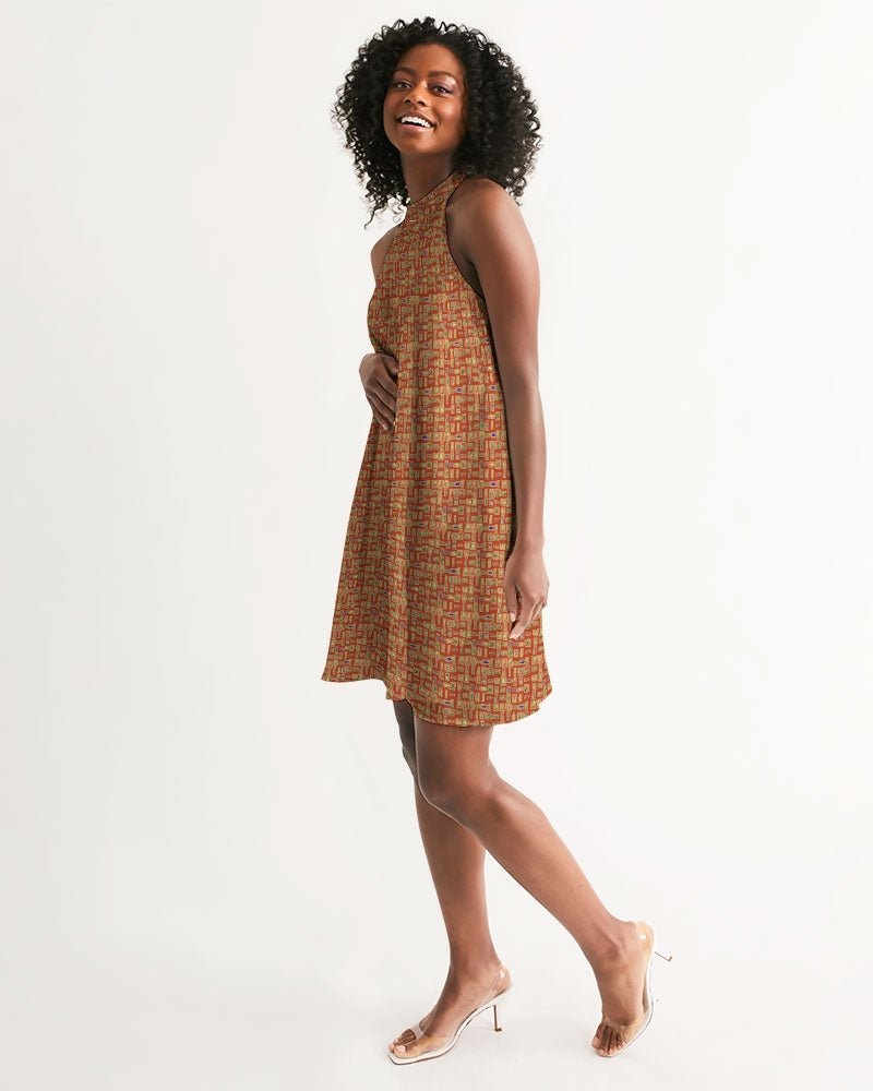 Nubia Halter Dress (Red-Rust) (6 Colors Available) - Conscious Apparel Store