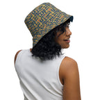 Nubia Hieroglyphics (Blue) Reversible bucket hat - Conscious Apparel Store