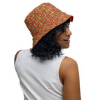 Nubia Hieroglyphics (Red-Rust) Reversible bucket hat - Conscious Apparel Store