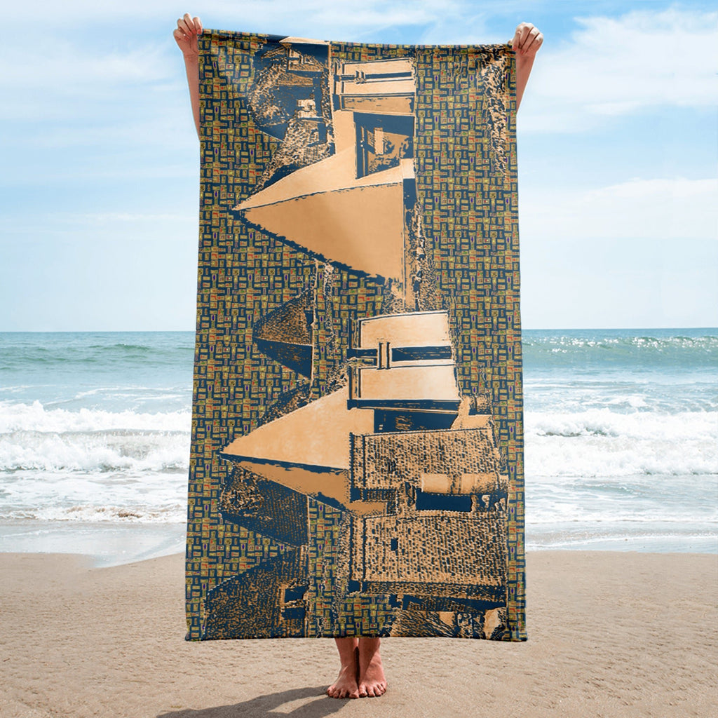 Nubia Pyramids (Blue) Beach Towel (6 Colors Available) - Conscious Apparel Store