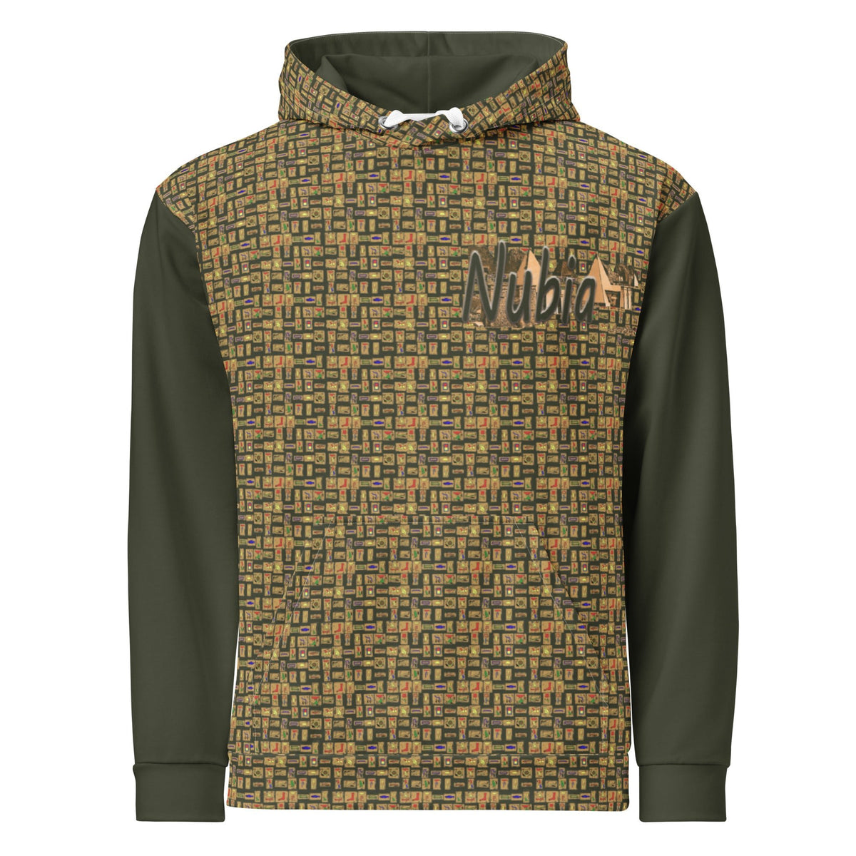 Nubia Pyramids II (Olive) Unisex Pullover Hoodie (6 Colors Available) - Conscious Apparel Store