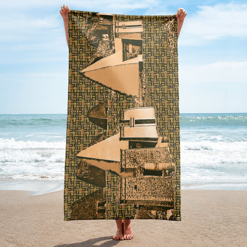 Nubia Pyramids (Olive) Beach Towel (6 Colors Available) - Conscious Apparel Store