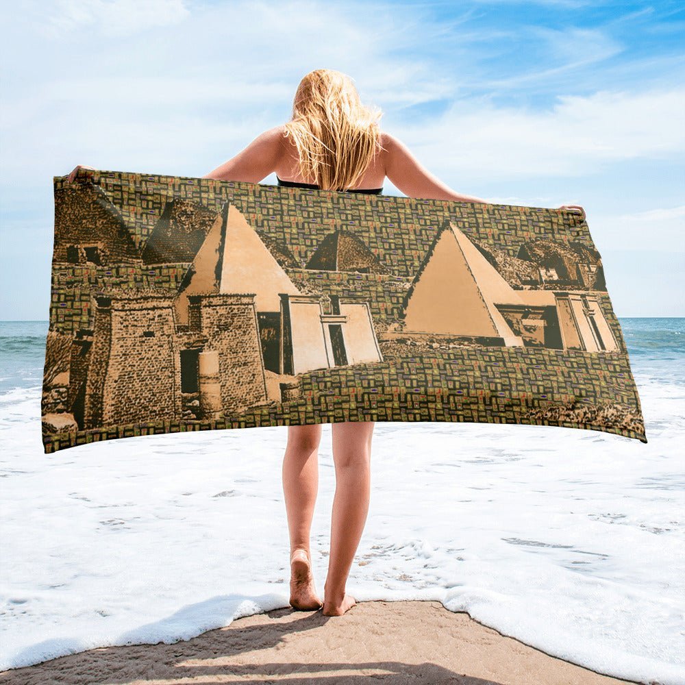 Nubia Pyramids (Olive) Beach Towel (6 Colors Available) - Conscious Apparel Store