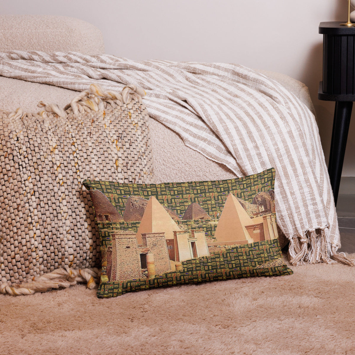 Nubia Pyramids Premium Pillow (Olive) (6 Colors Available) - Conscious Apparel Store