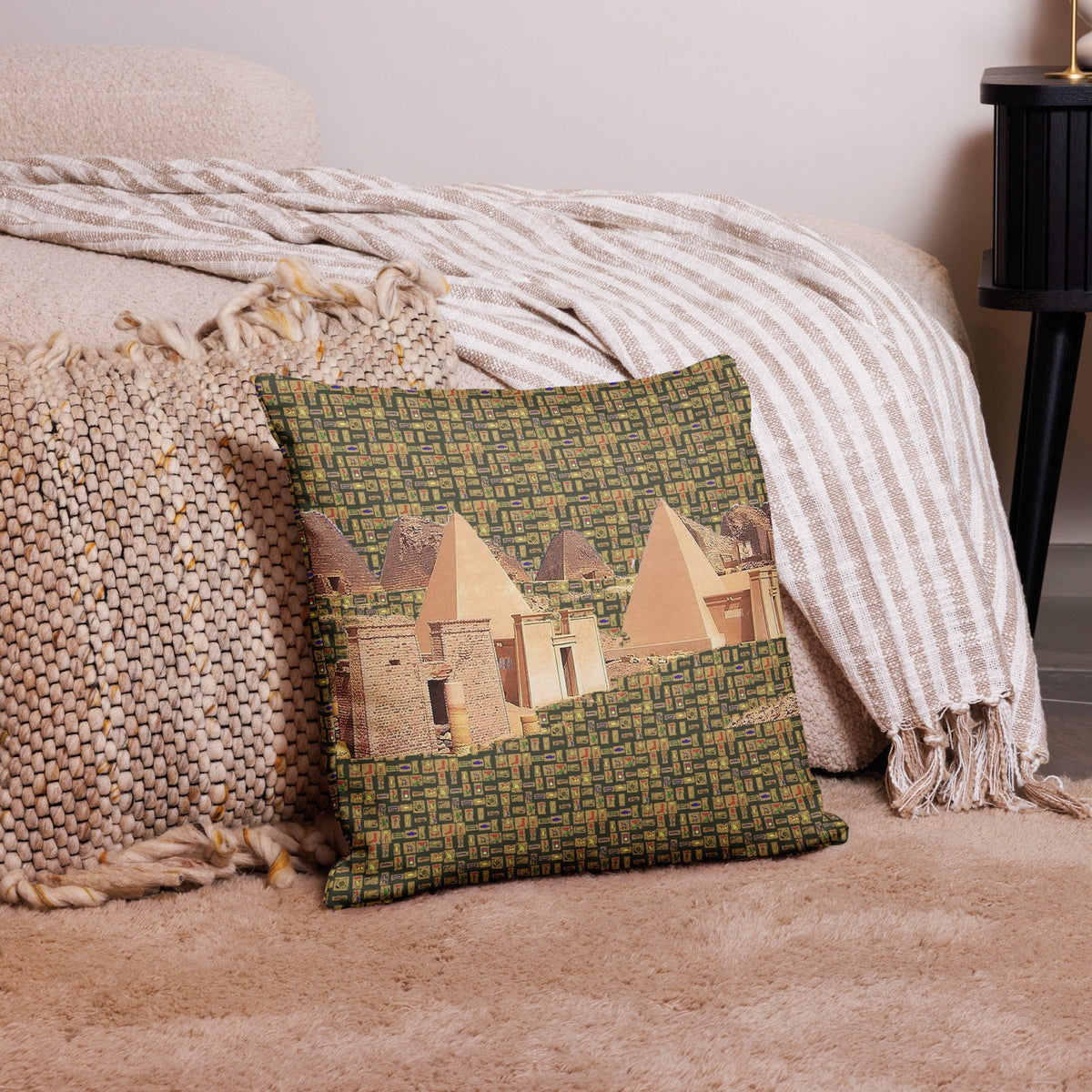 Nubia Pyramids Premium Pillow (Olive) (6 Colors Available) - Conscious Apparel Store