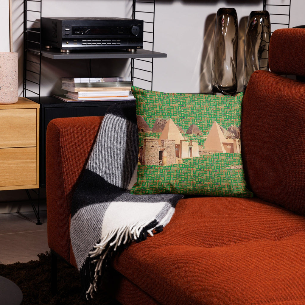 Nubia Pyramids Premium Throw Pillow (Green) (6 Colors Available) - Conscious Apparel Store