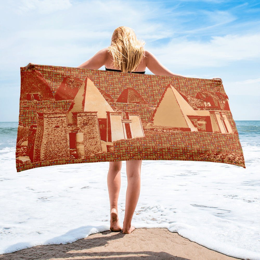 Nubia Pyramids (Red-Rust) Beach Towel (6 Colors Available) - Conscious Apparel Store