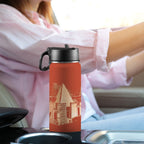Nubia Pyramids (Red-Rust) Insulated Thermos with Straw Lid (18oz) (6 Colors Available) - Conscious Apparel Store