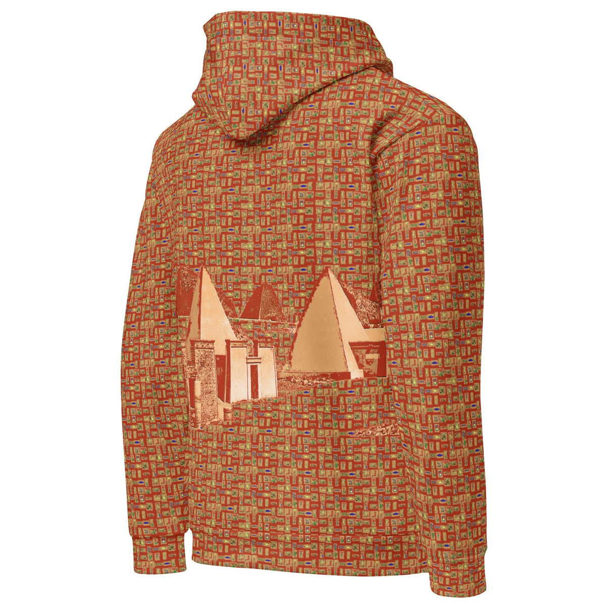 Nubia Pyramids (Red-Rust) Unisex Pullover Hoodie (6 Colors Available) - Conscious Apparel Store