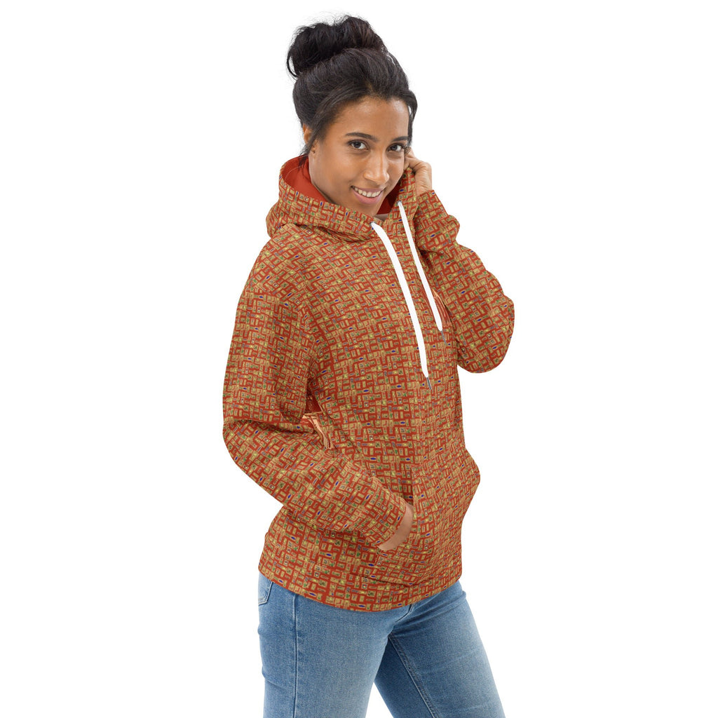 Nubia Pyramids (Red-Rust) Unisex Pullover Hoodie (6 Colors Available) - Conscious Apparel Store