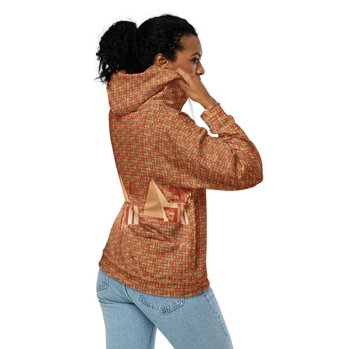 Nubia Pyramids (Red-Rust) Unisex zip hoodie (6Colors Available) - Conscious Apparel Store