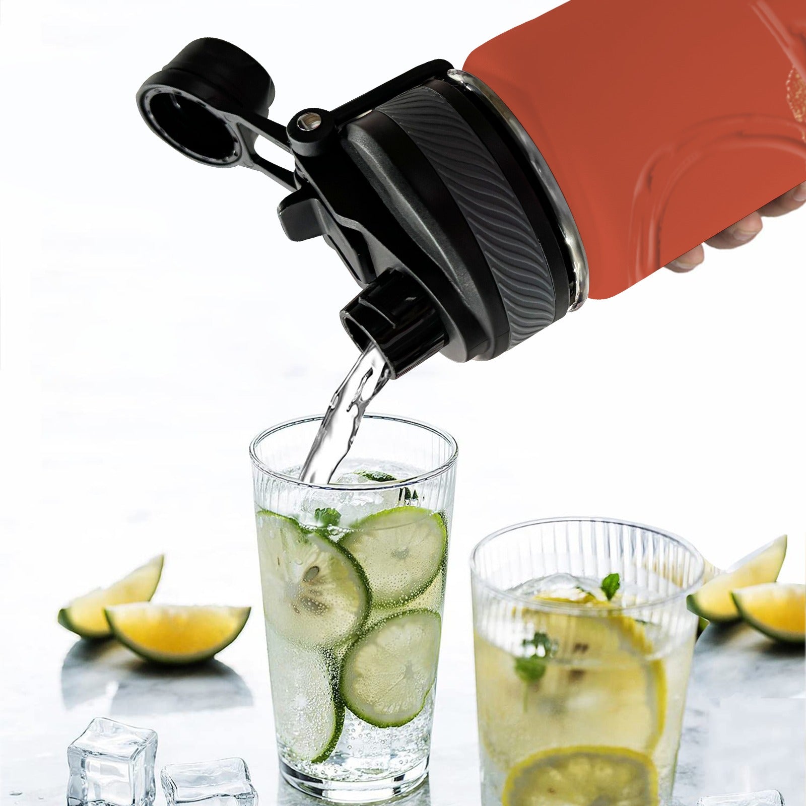 Nubia (Red - Rust) Insulated Water Bottle with Dual - Use Lid (18oz) - Conscious Apparel Store