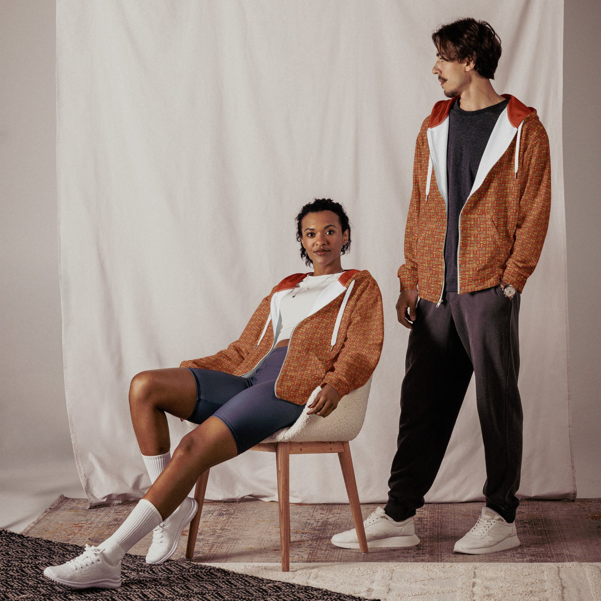Nubia (Red-Rust) Unisex zip hoodie (6Colors Available) - Conscious Apparel Store