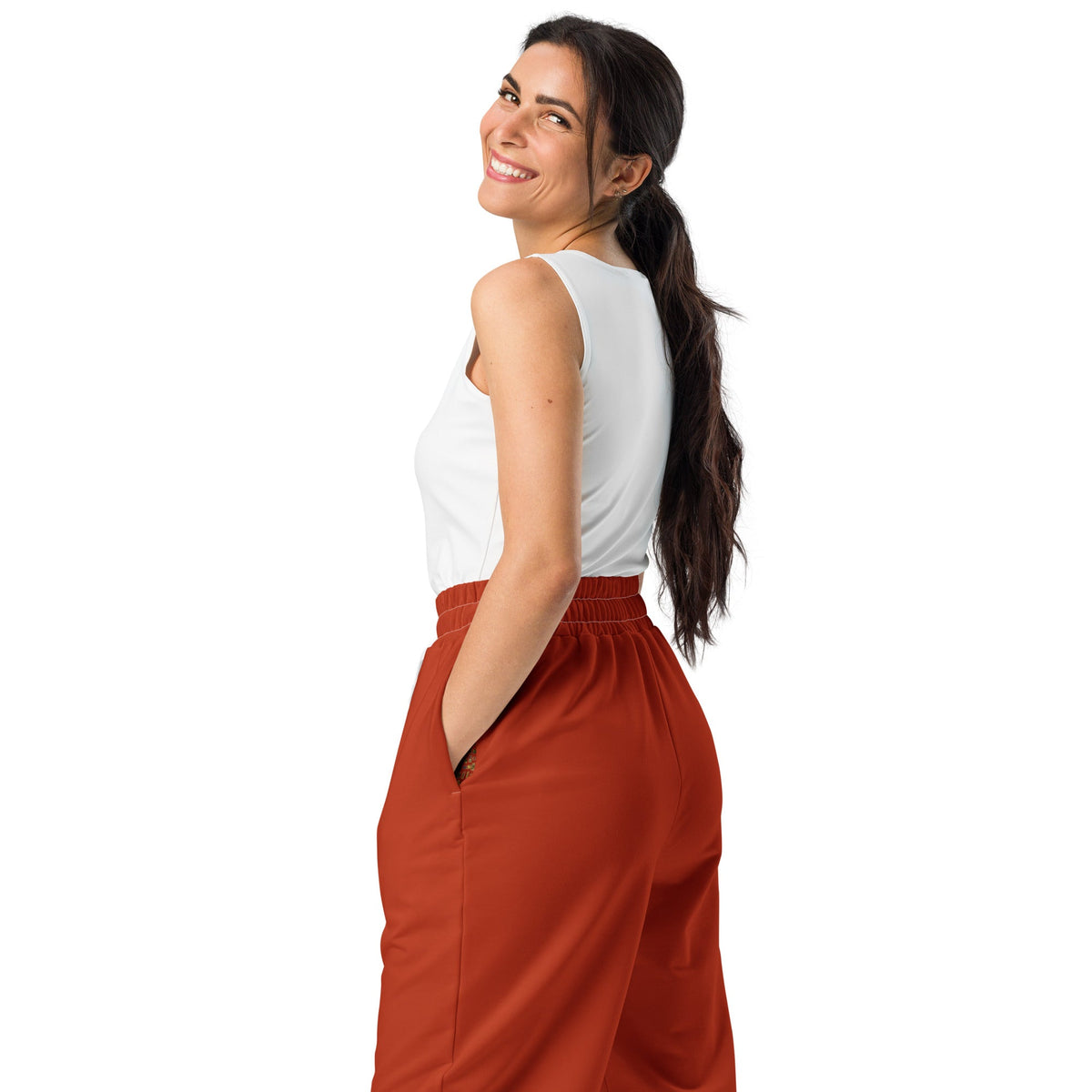 Nubia Red-Rust Wide-leg joggers - Conscious Apparel Store