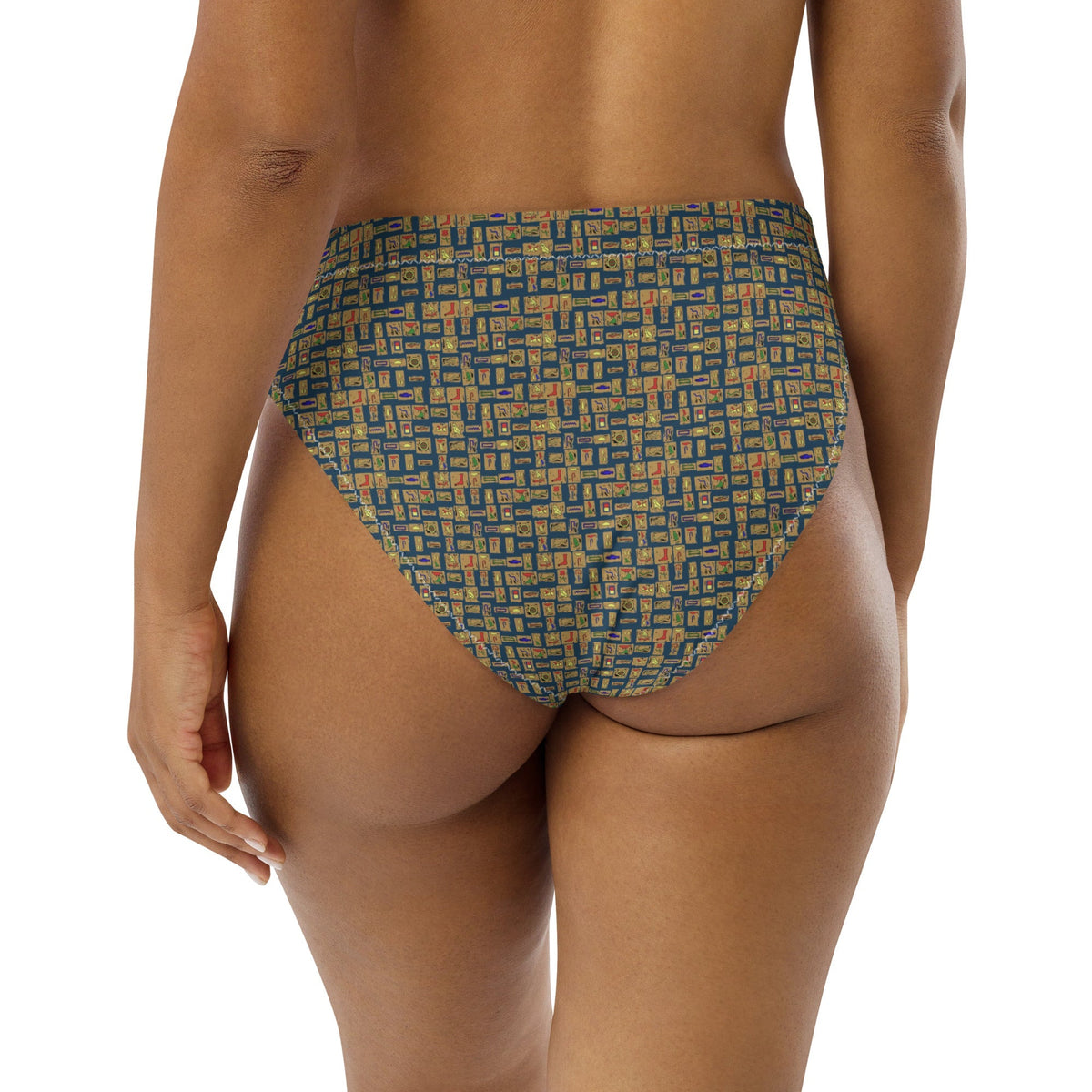 Nubian (Blue) high-waisted bikini bottom (6 Colors Available) - Conscious Apparel Store