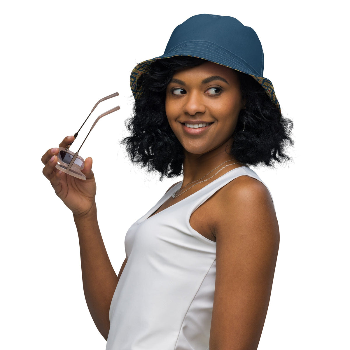Nubian (Blue) Reversible bucket hat (6 Colors Available) - Conscious Apparel Store
