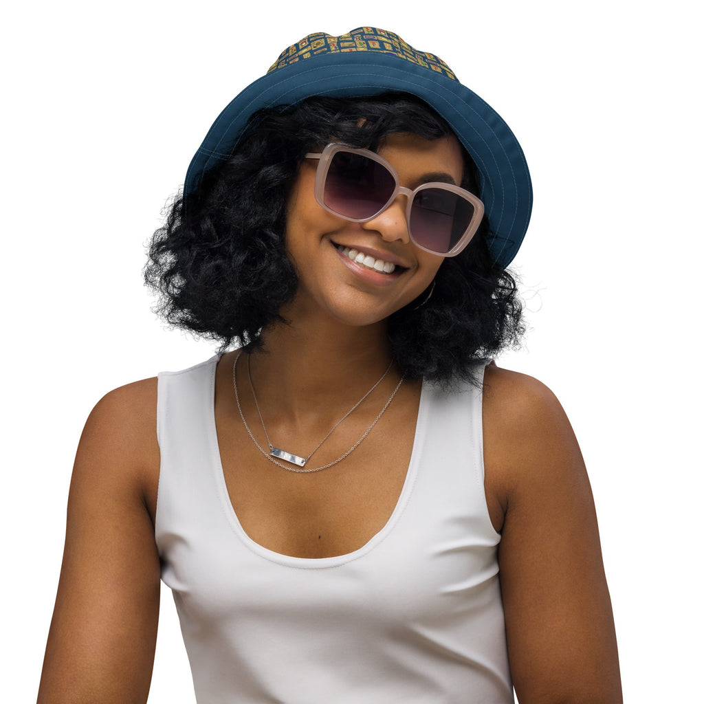 Nubian (Blue) Reversible bucket hat (6 Colors Available) - Conscious Apparel Store