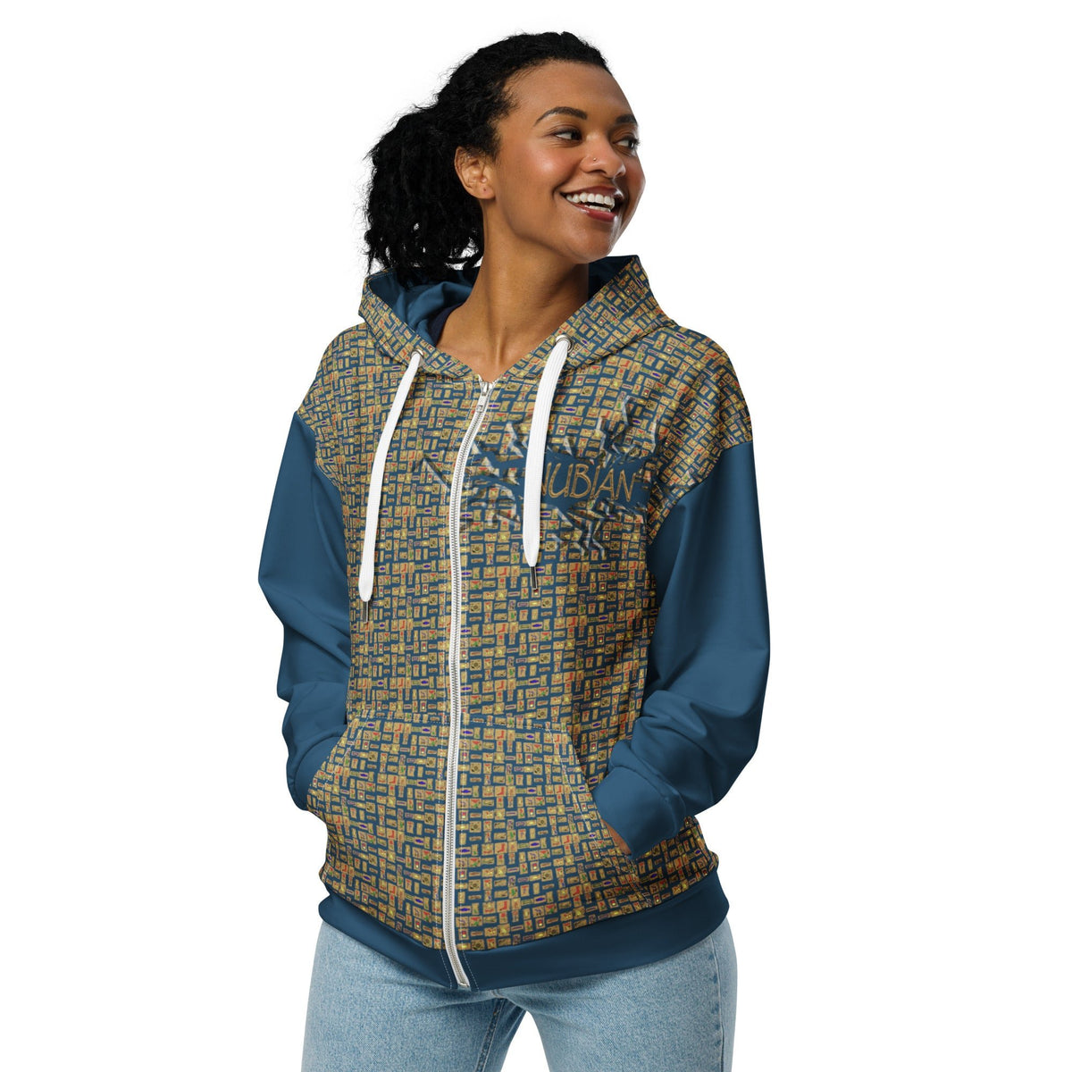 Nubian Girl (Blue) Unisex zip hoodie (6 Colors Available) - Conscious Apparel Store