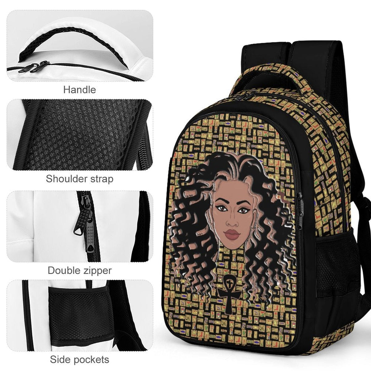 Nubian Girl Casual Backpack (Black) (6Colors Available) - Conscious Apparel Store