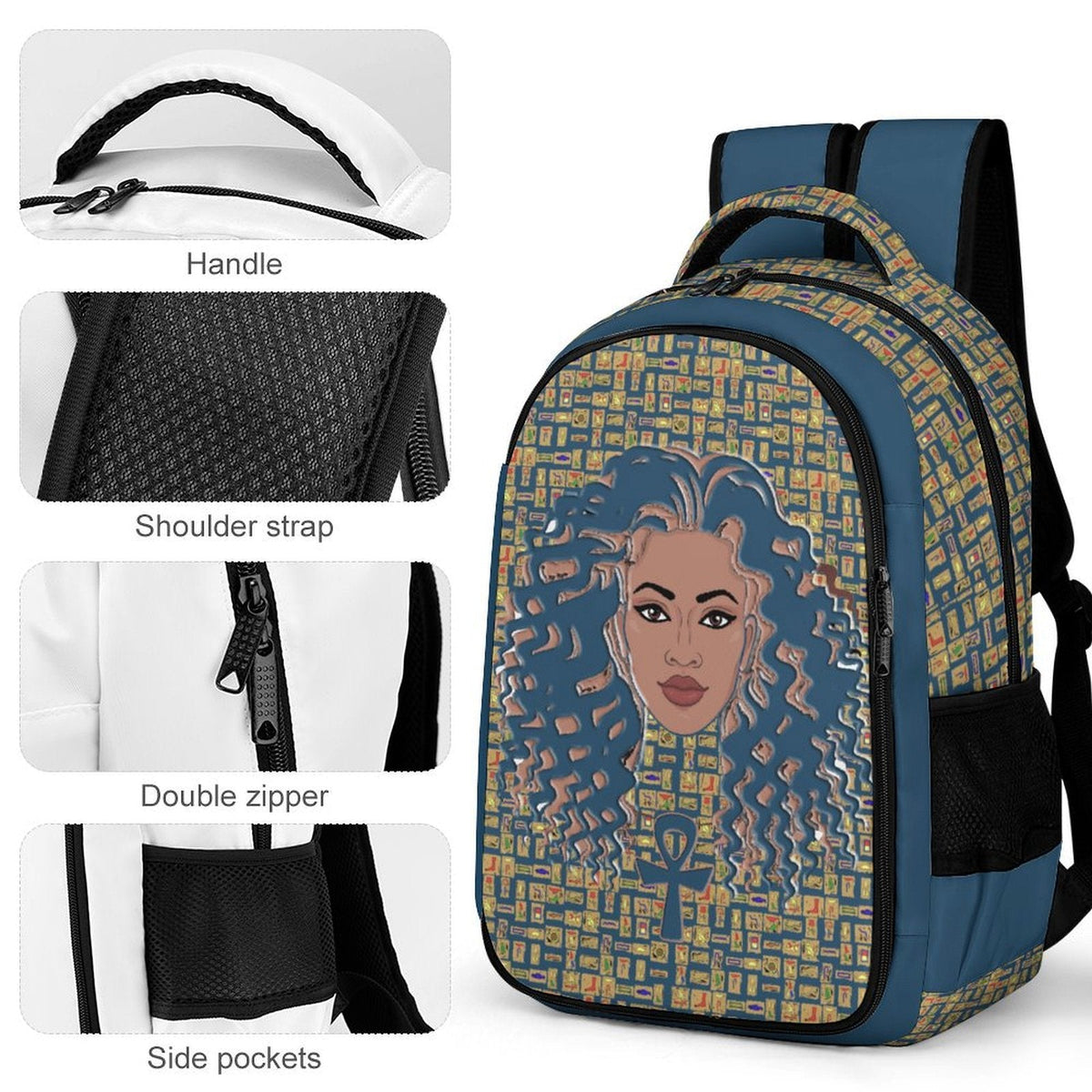 Nubian Girl Casual Backpack (Blue) (6Colors Available) - Conscious Apparel Store